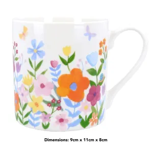 Gisela Graham 11cm Pastel Flowers Bone China Mug