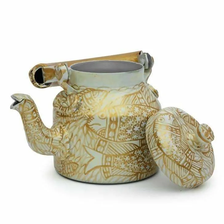 Hand-painted Kaushalam Teapot: Golden Pond