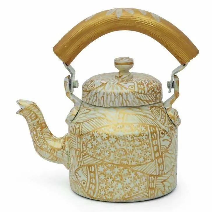 Hand-painted Kaushalam Teapot: Golden Pond