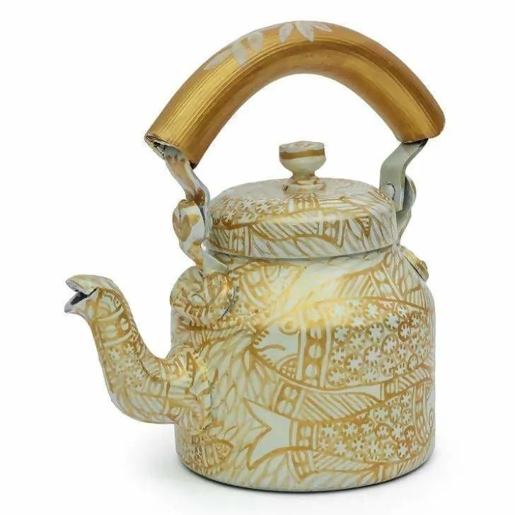 Hand-painted Kaushalam Teapot: Golden Pond