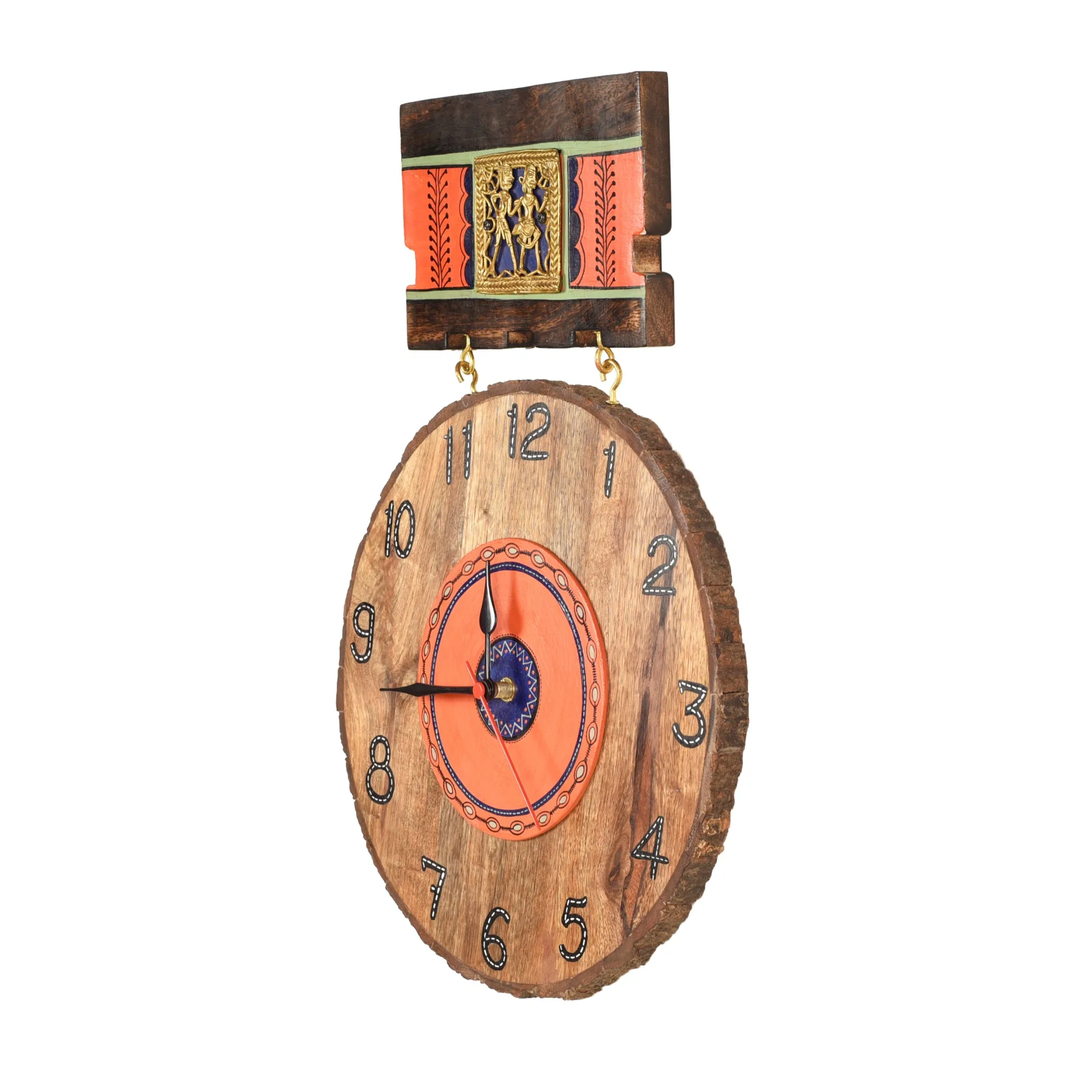 Handcrafted Mango Wood Hanging Wall Clock (11 x 1 in)