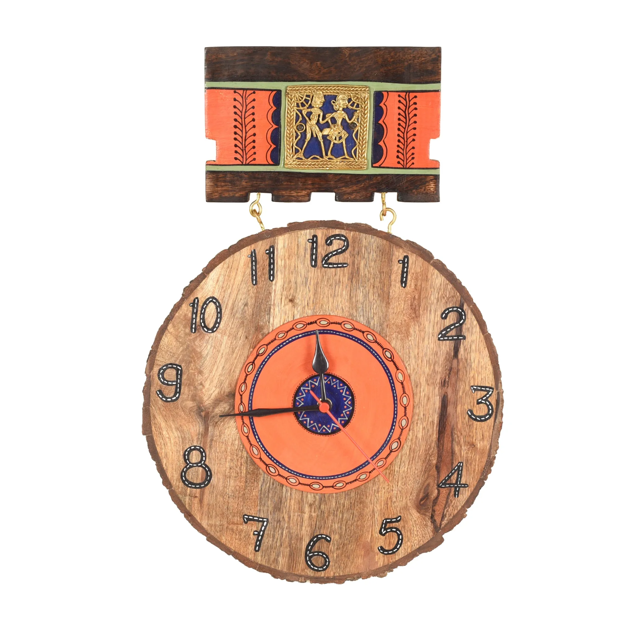 Handcrafted Mango Wood Hanging Wall Clock (11 x 1 in)