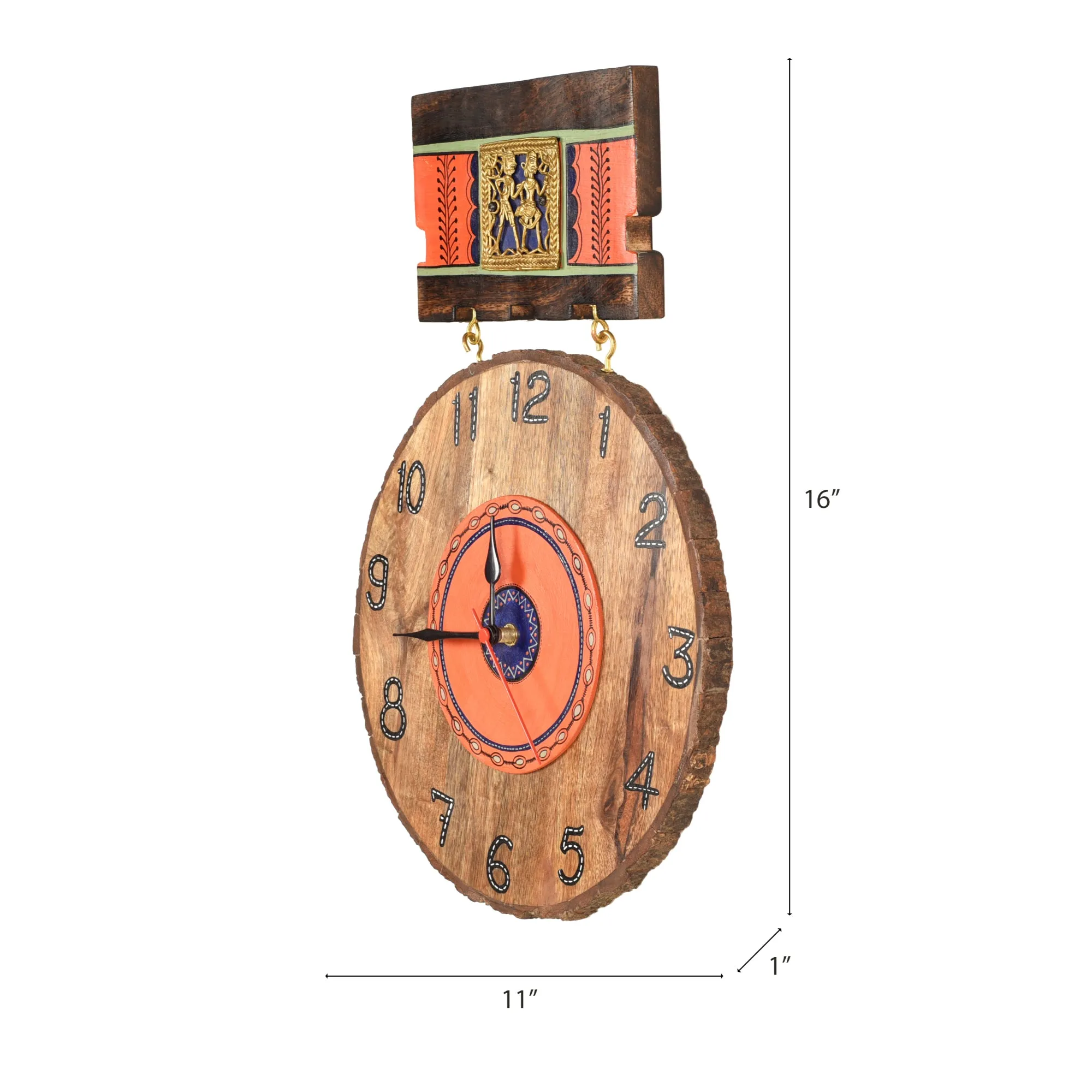 Handcrafted Mango Wood Hanging Wall Clock (11 x 1 in)