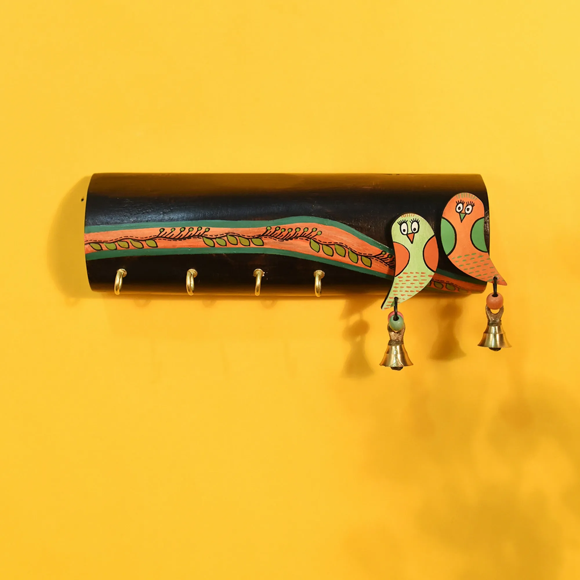 Handcrafted Tribal Art Rose Wood Key Holder (9 x 2 in)