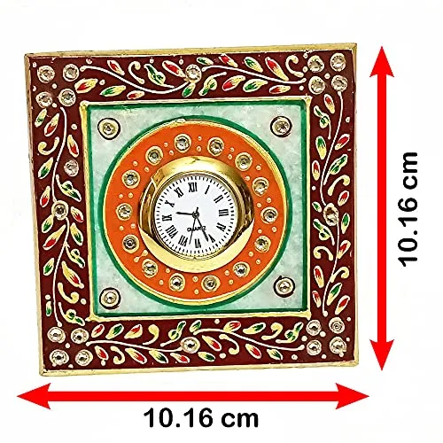 Handicraft Kingdom Marble Clock with Ganesha for Office, Home Living Room, Bedroom with Ganesh Chowki| Approx Size (4 x 4 Inch) & Wt (600 Gm) Pack of 3