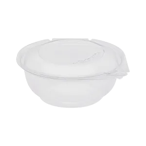 Karat 24 oz PET Plastic Tamper Resistant Hinged Salad Bowl with Dome Lid - 240 sets