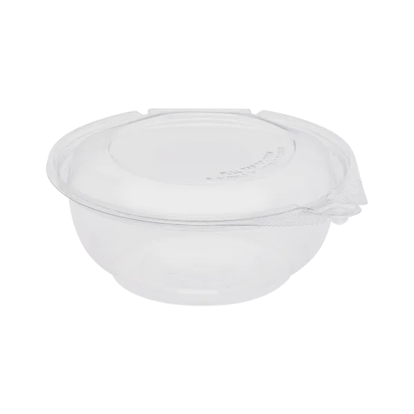 Karat 24 oz PET Plastic Tamper Resistant Hinged Salad Bowl with Dome Lid - 240 sets