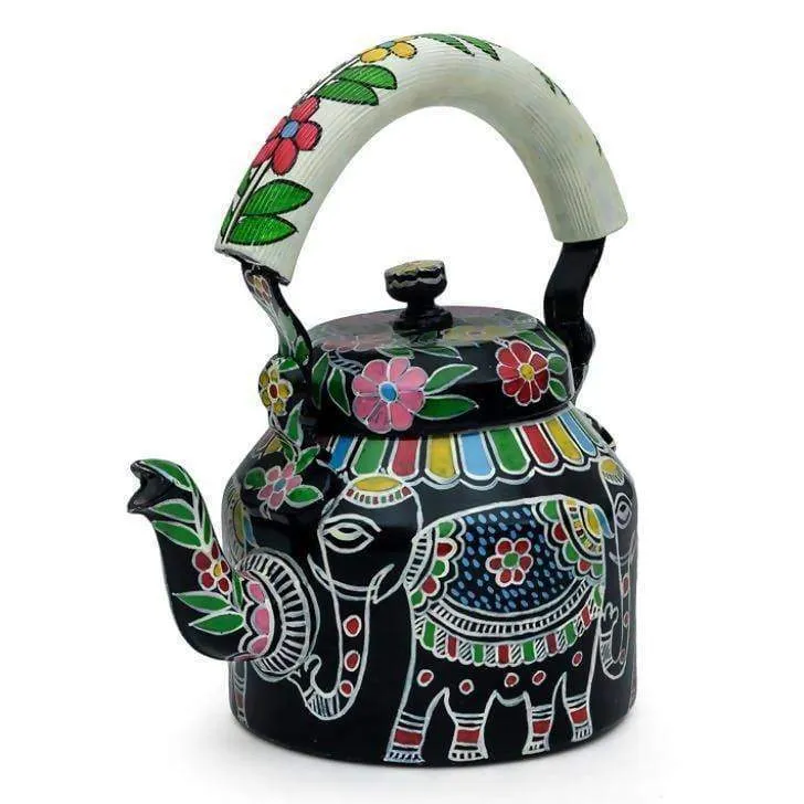 KAUSHALAM HAND PAINTED TEAPOT WHITE ELEPHANT