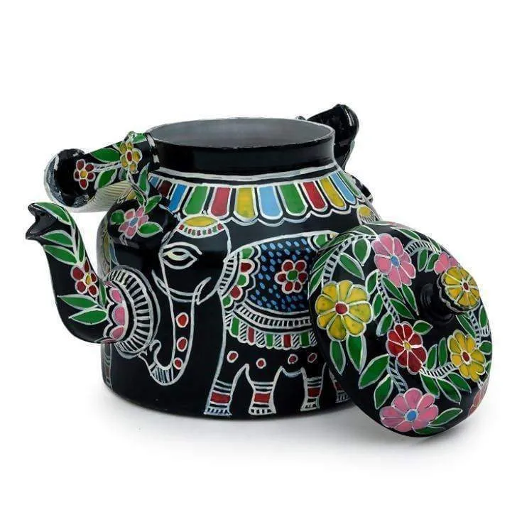 KAUSHALAM HAND PAINTED TEAPOT WHITE ELEPHANT