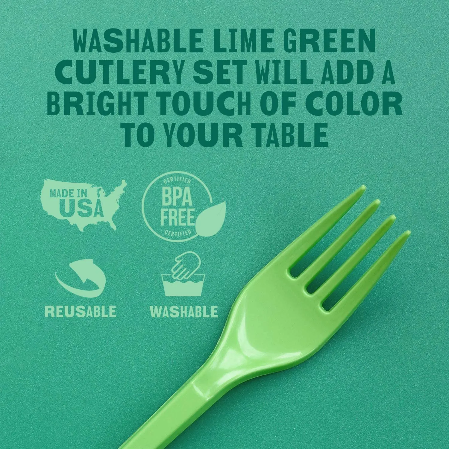 Kicko Lime Green Premium Cutlery - 108 Pieces - Plasticware for Birthday Parties, Catering