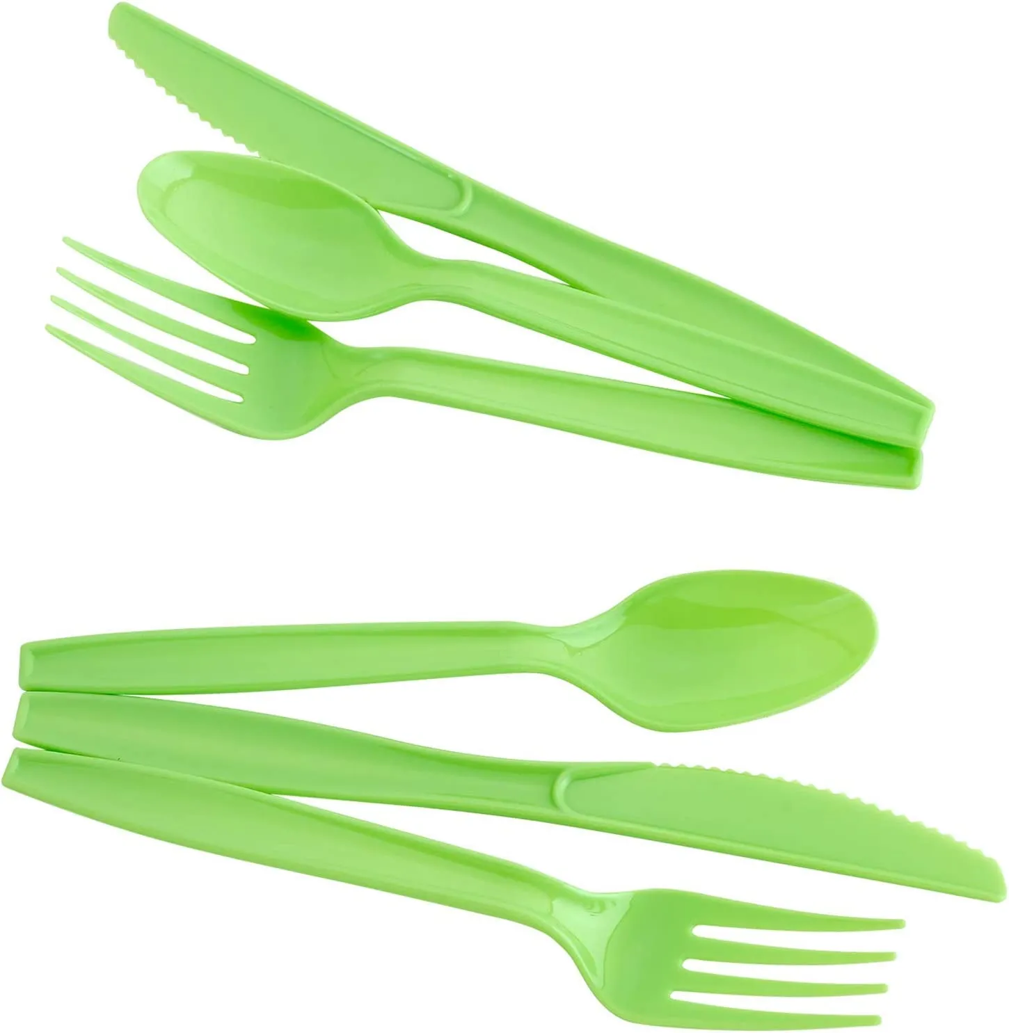 Kicko Lime Green Premium Cutlery - 108 Pieces - Plasticware for Birthday Parties, Catering