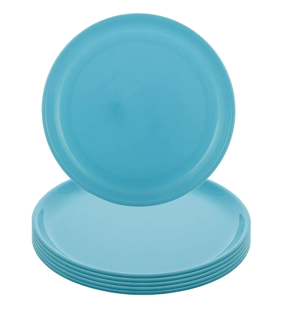 Kuber Industries 6 Pieces Unbreakable Round Plastic Microwave Safe Dinner Plates (Green) - CTGTC34609