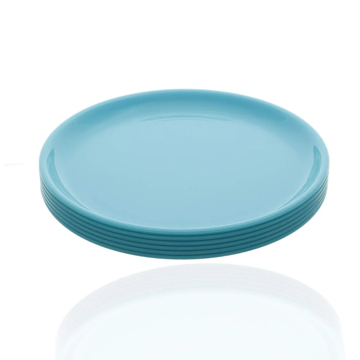 Kuber Industries 6 Pieces Unbreakable Round Plastic Microwave Safe Dinner Plates (Green) - CTGTC34609