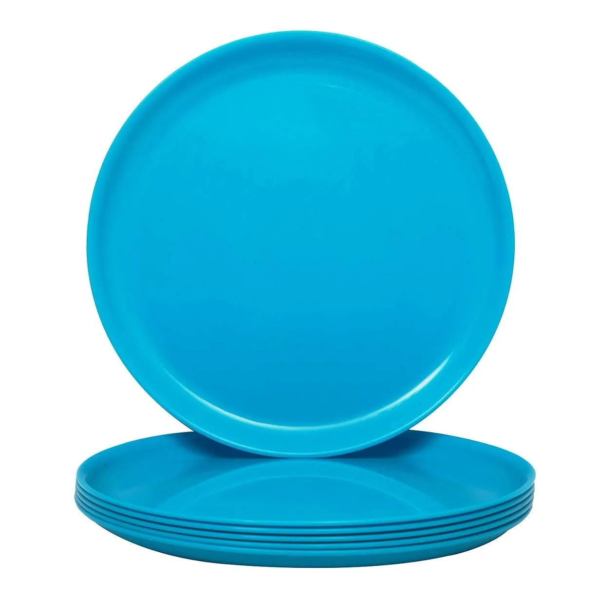 Kuber Industries 6 Pieces Unbreakable Round Plastic Microwave Safe Dinner Plates (Green) - CTGTC34609