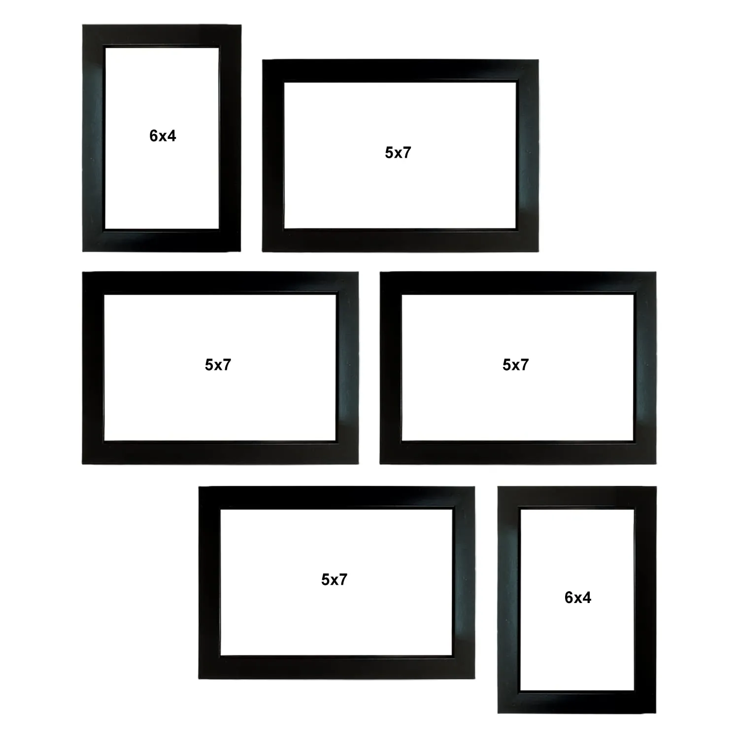 Kuber Industries Collage Photo Frame For Living Room, Wall Set of 6 (Black) Size: 6x4-2 Pc., 5x7-4 Pc.