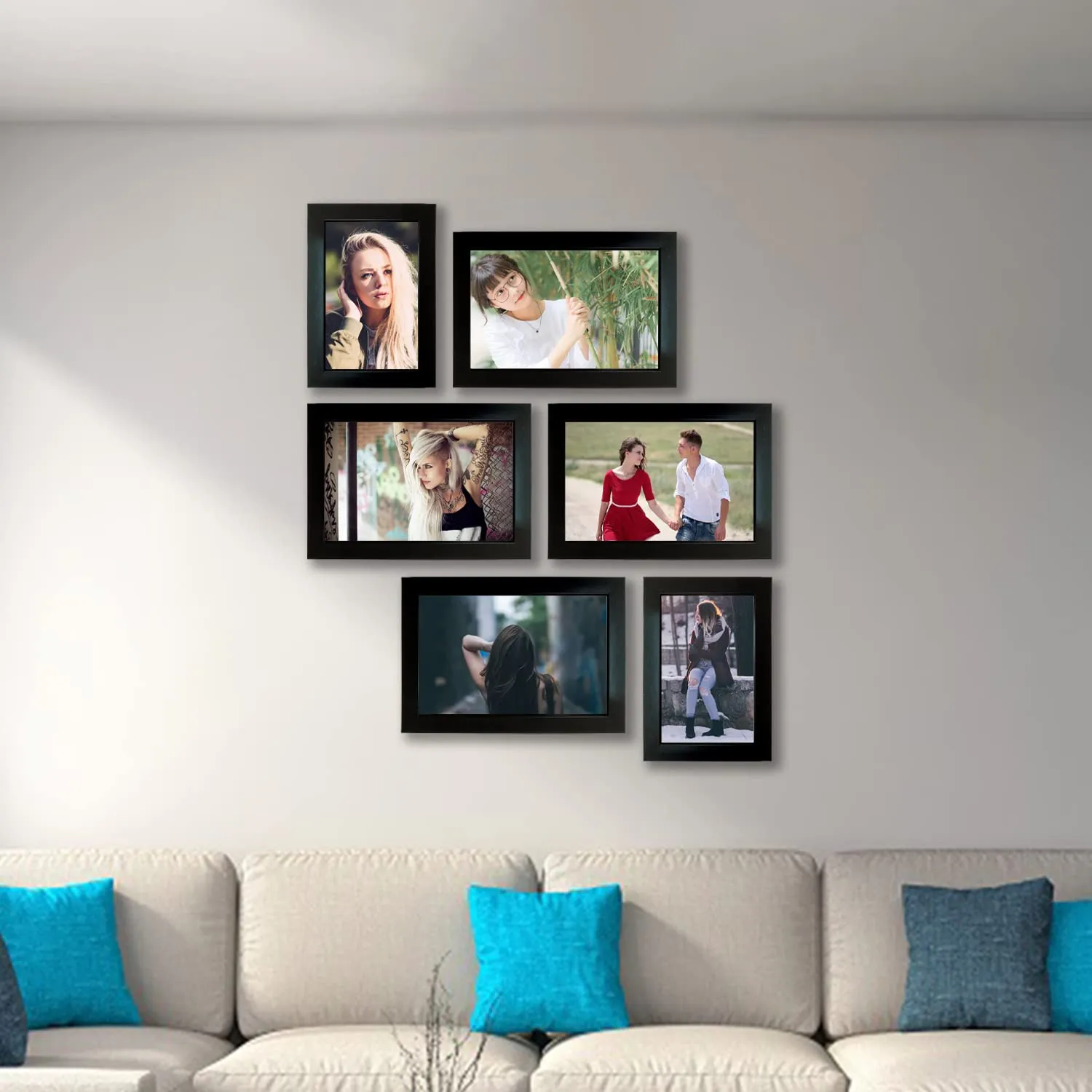 Kuber Industries Collage Photo Frame For Living Room, Wall Set of 6 (Black) Size: 6x4-2 Pc., 5x7-4 Pc.