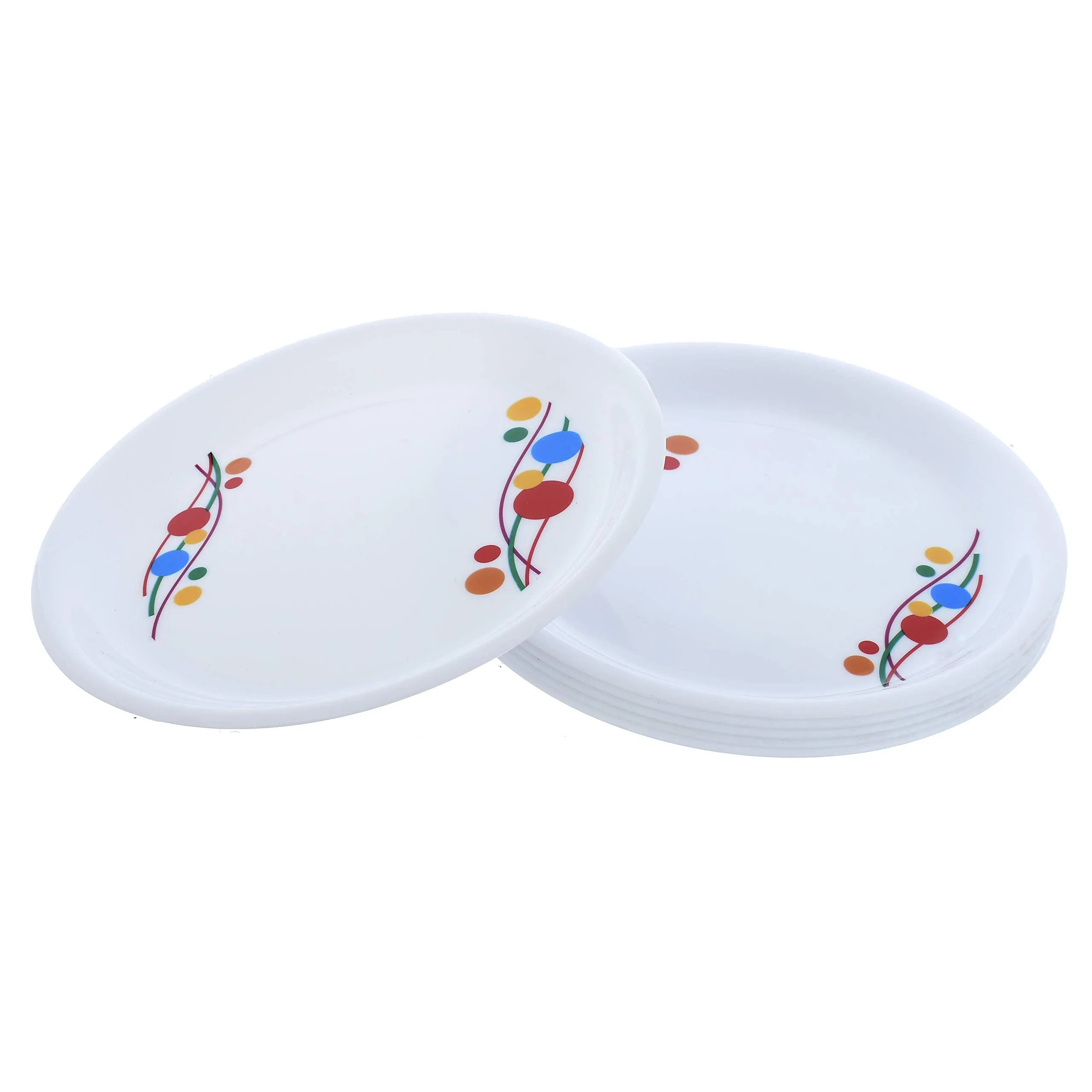 Kuber Industries Plastic Dinner Plates - 6 Pieces, White