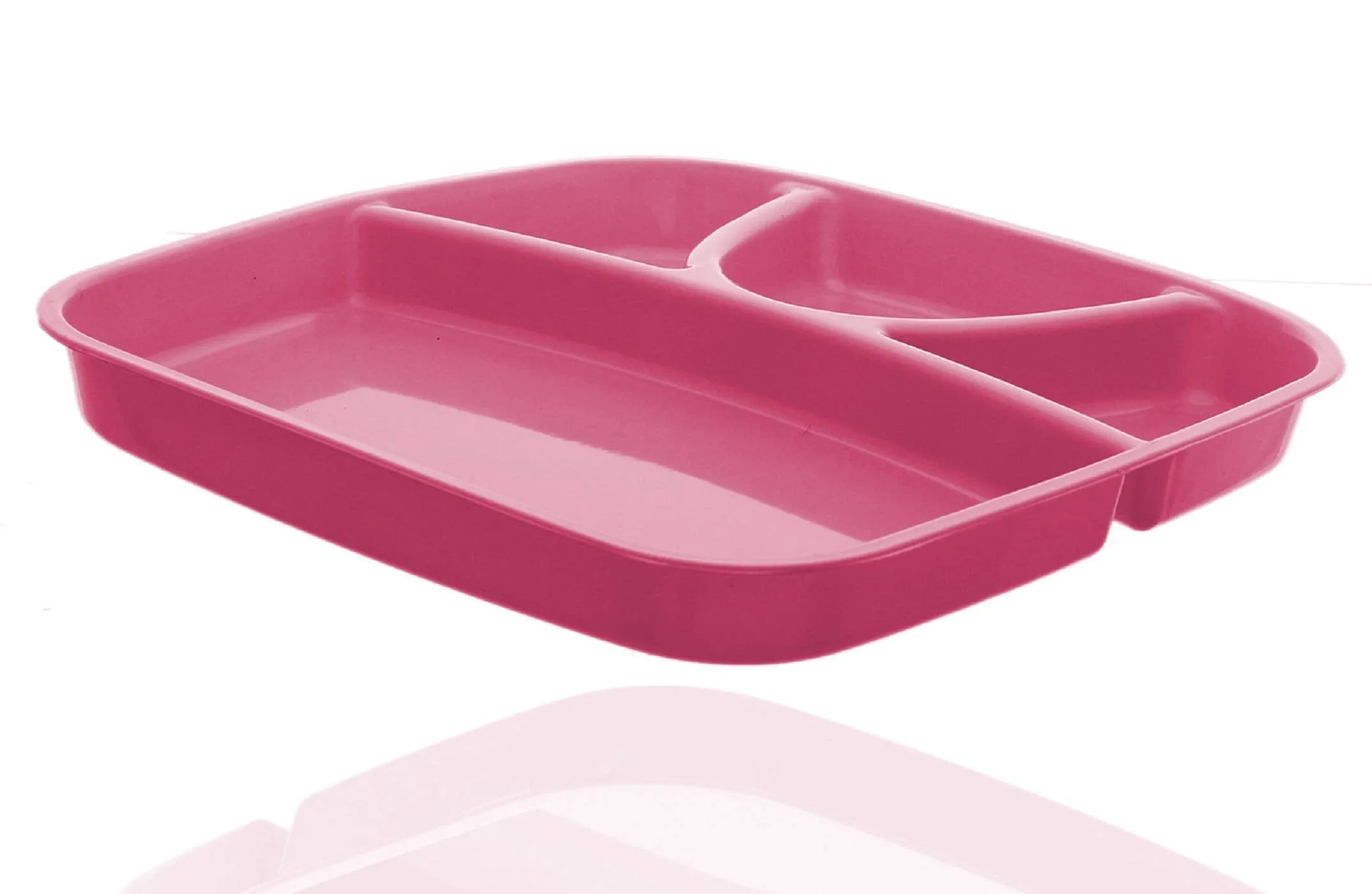 Kuber IndustriesServing Plate|Plastic Thali Plate|Microwave Safe Dinner Plates|Food Plate with Partitions|Pack of 2 (Pink)