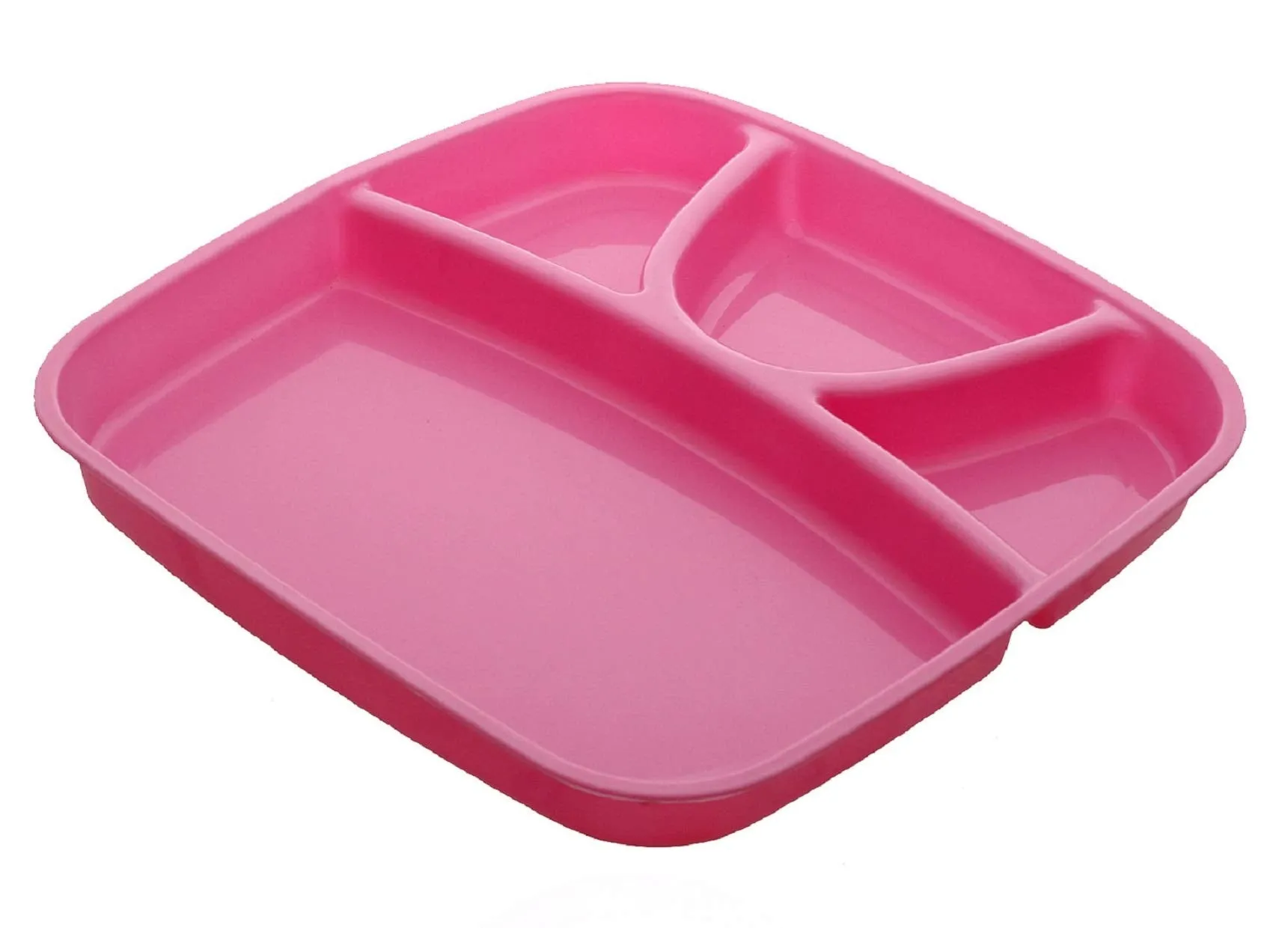 Kuber IndustriesServing Plate|Plastic Thali Plate|Microwave Safe Dinner Plates|Food Plate with Partitions|Pack of 2 (Pink)