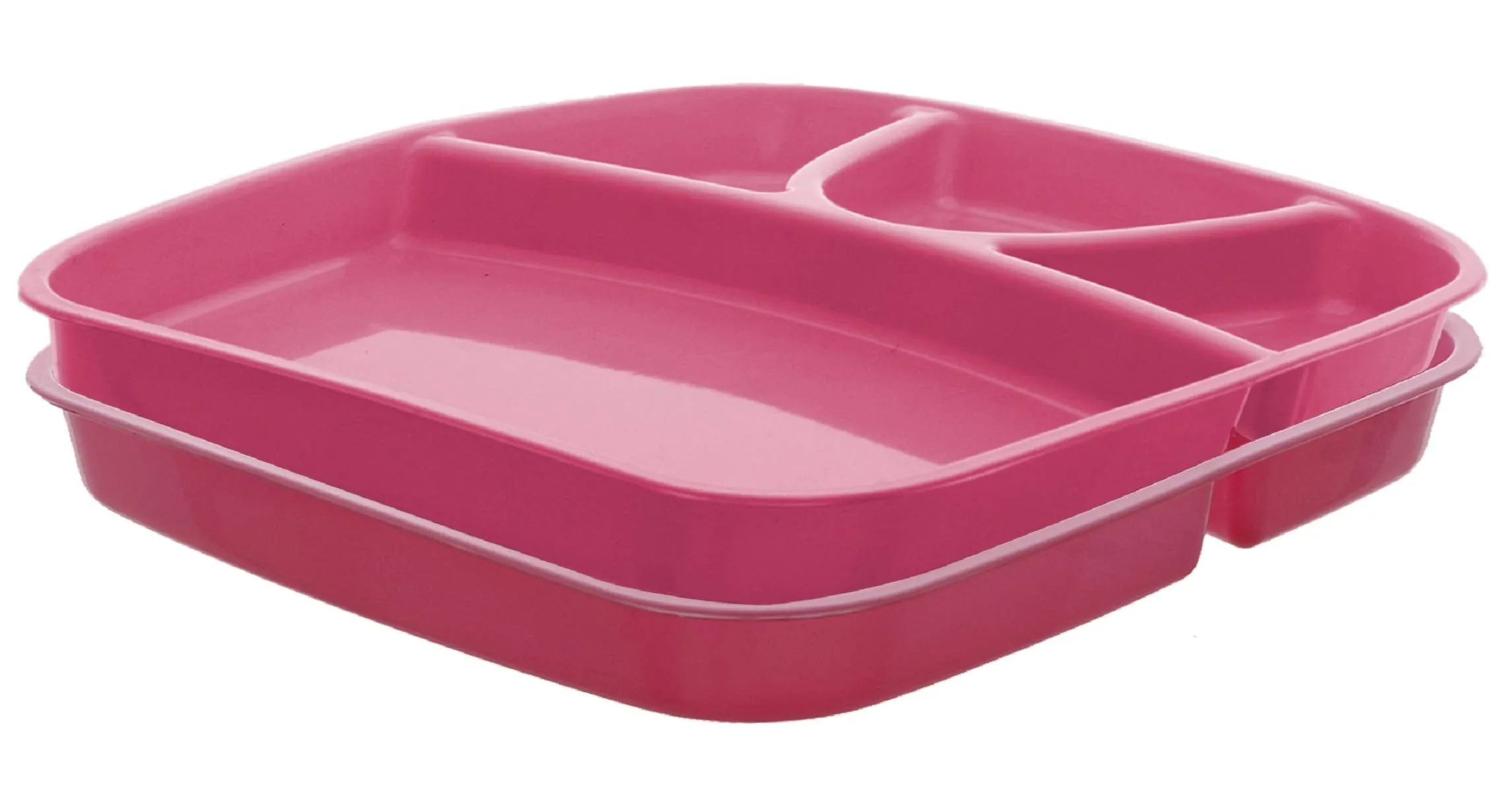 Kuber IndustriesServing Plate|Plastic Thali Plate|Microwave Safe Dinner Plates|Food Plate with Partitions|Pack of 2 (Pink)