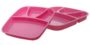 Kuber IndustriesServing Plate|Plastic Thali Plate|Microwave Safe Dinner Plates|Food Plate with Partitions|Pack of 2 (Pink)