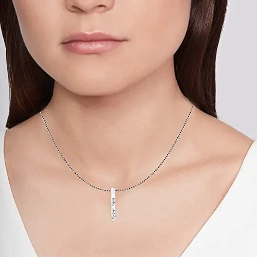 LeCalla 925 Sterling Silver Dimensional Love 3D Bar Necklace for Women Teen Necklaces