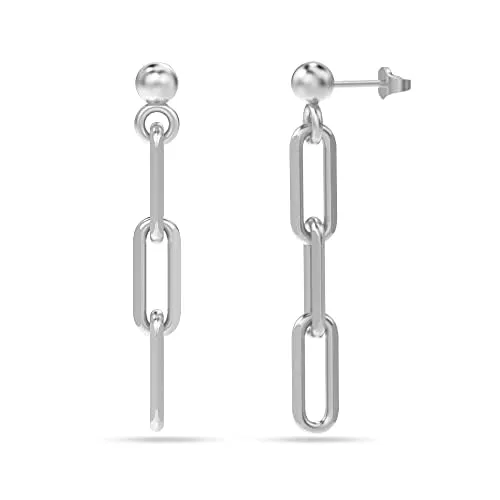 Lecalla Sterling Silver Jewelry Rhodium Plated Earrings for Women Teen 30mm