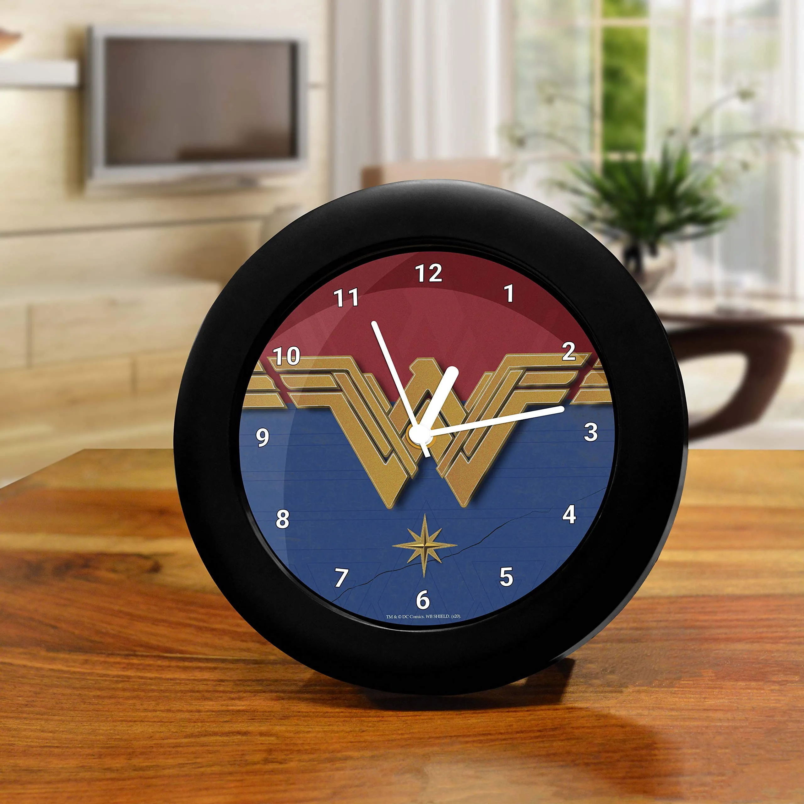 MCSID RAZZ- - DC Comics -Wonder Woman Logo Table Clock Gift - Birthday Gift Official Licensed by Warner Bros,USA (India) Best Valentine's Day Gift