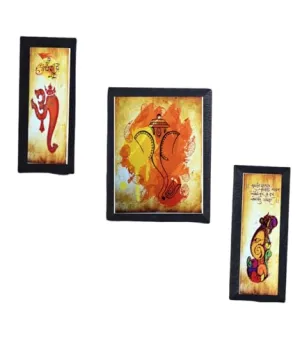 Memories On Frame Ganesh Ji 3-Piece Photo Frame Set - 1 Piece 9x13 Inch and 2 Pieces 9x5 Inch - Decorative Wall Frames for Home & Office Décor