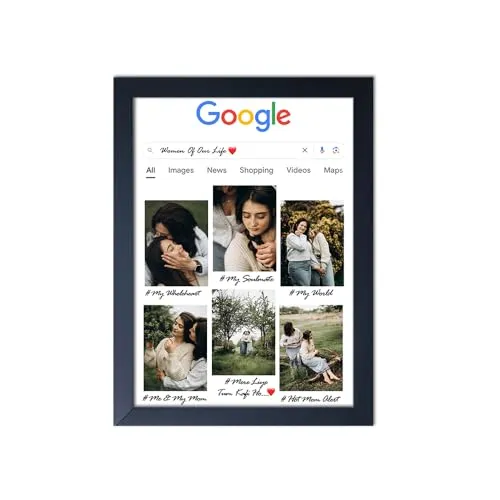 Memories Tale Wooden Personalized Google Page with 6 Photo Collage & Customized Text for Mother, Dad, Sister Gifts For Customized Gift, Birthday Gift, Anniversary Gift, Valentine Day Gift-12x8 Inch