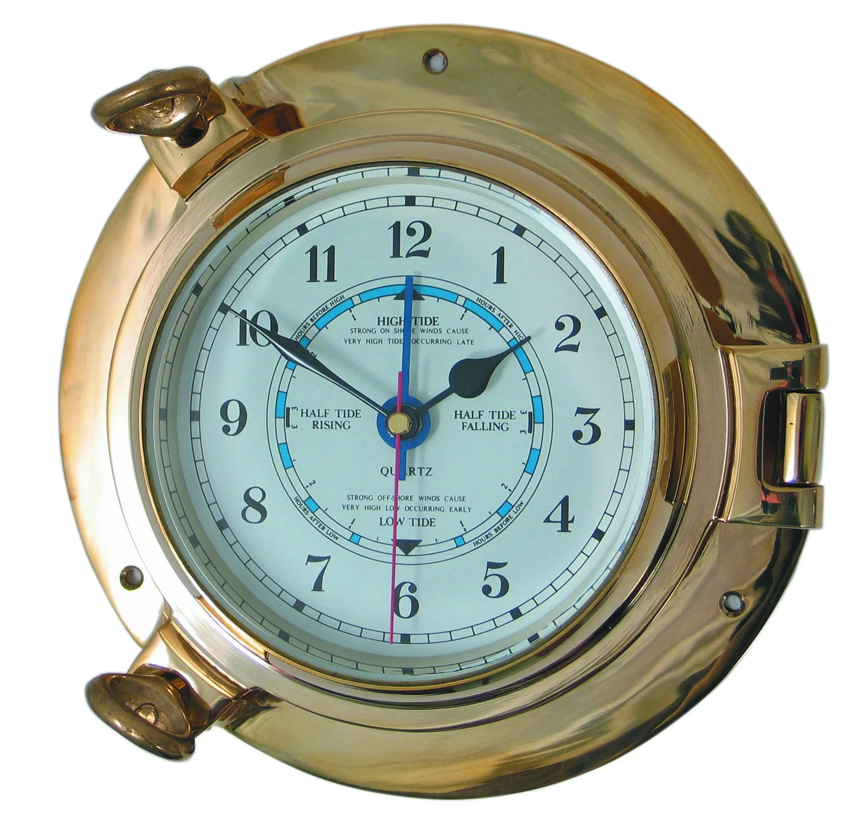 Meridian Zero Porthole Range Medium Brass Tide Clock