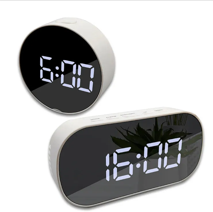 Minimalist Creative Mirror Alarm Clock Led Clock Cosmetic Mirror Alarm Clock Battery Plug-in Dual-Use Mirror Alarm Clock