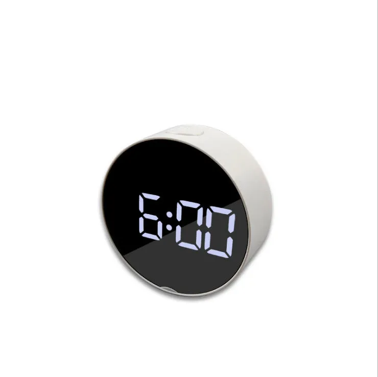 Minimalist Creative Mirror Alarm Clock Led Clock Cosmetic Mirror Alarm Clock Battery Plug-in Dual-Use Mirror Alarm Clock