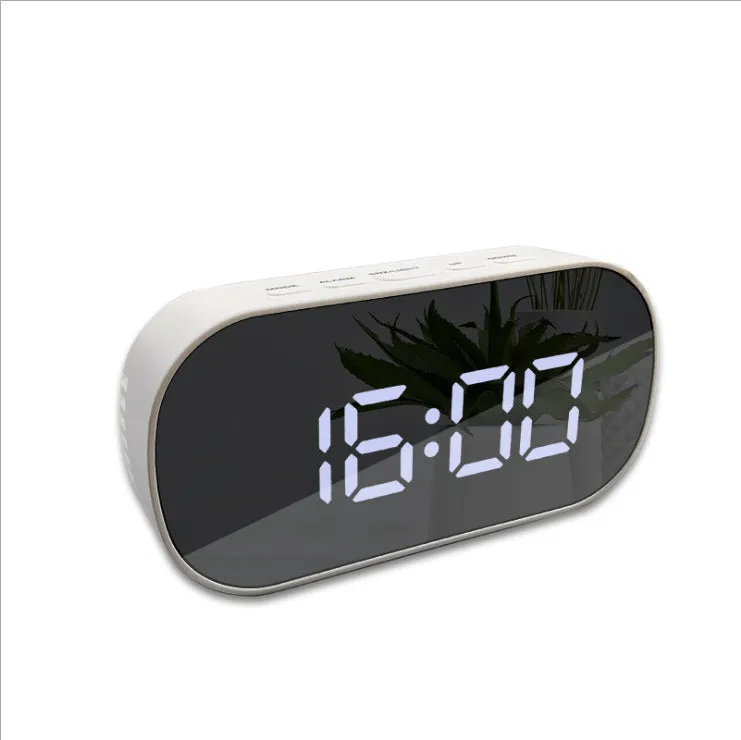 Minimalist Creative Mirror Alarm Clock Led Clock Cosmetic Mirror Alarm Clock Battery Plug-in Dual-Use Mirror Alarm Clock