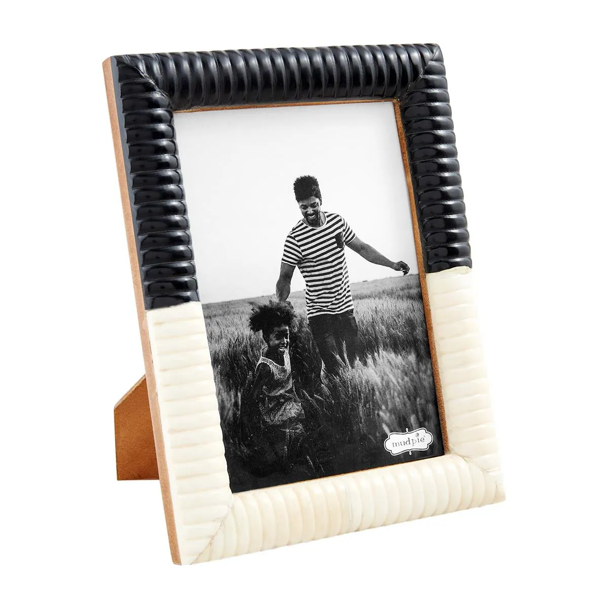 Mud Pie Large Black & White Ribbed Frame