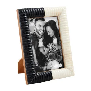 Mud Pie Small Black & White Ribbed Frame