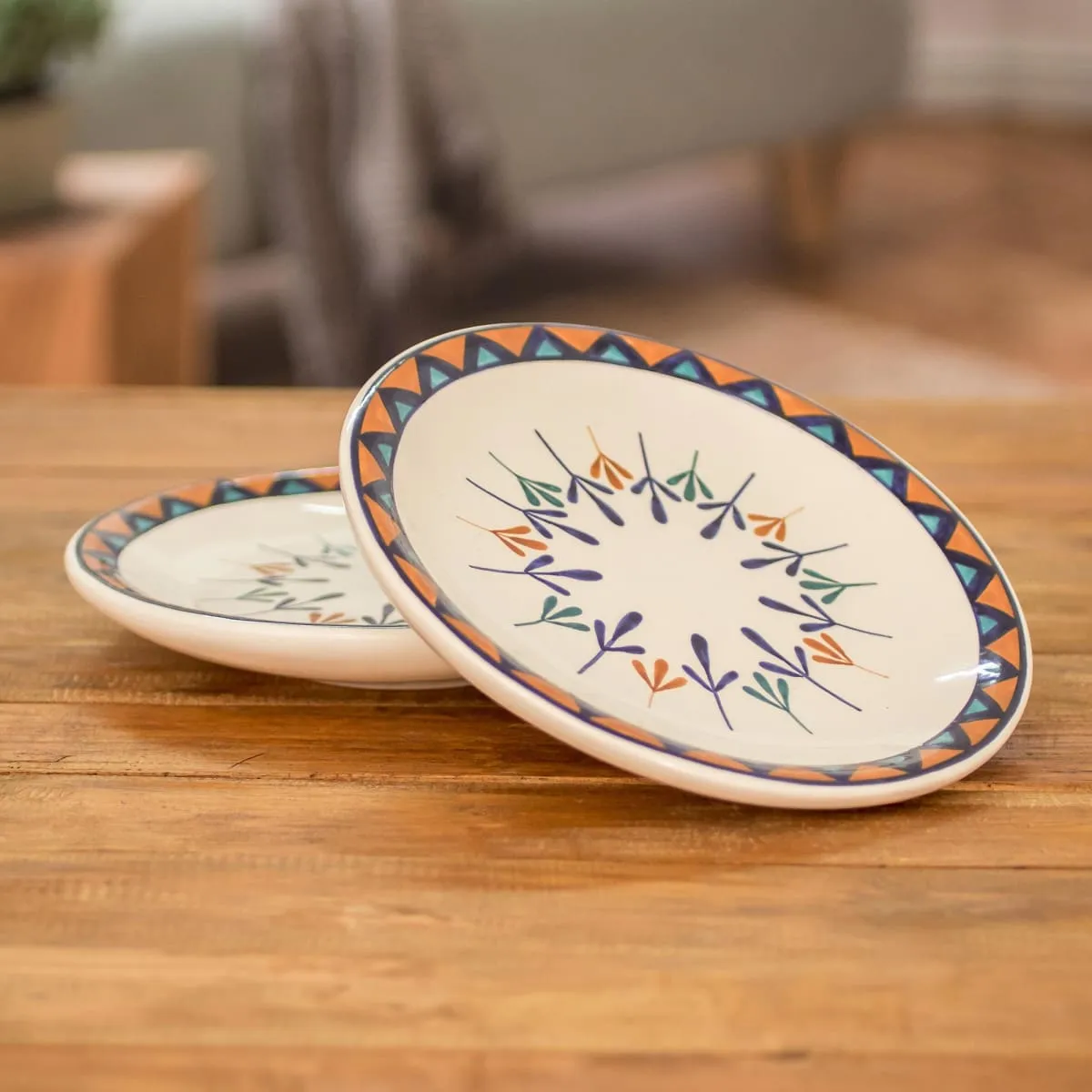 Novica Antigua Breeze Ceramic Luncheon Plates