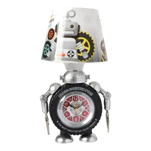 NYRWANA Analogue Desk Tyre Clock Table with Lamp for Home Best Diwali Gifts Items Diwali Home Decor Items (Silver)