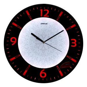 Oreva Plastic Abstract Back Light Round Analog Wall Clock (32 cm x 32 cm x 4 cm, Red LED, AQ 1667)