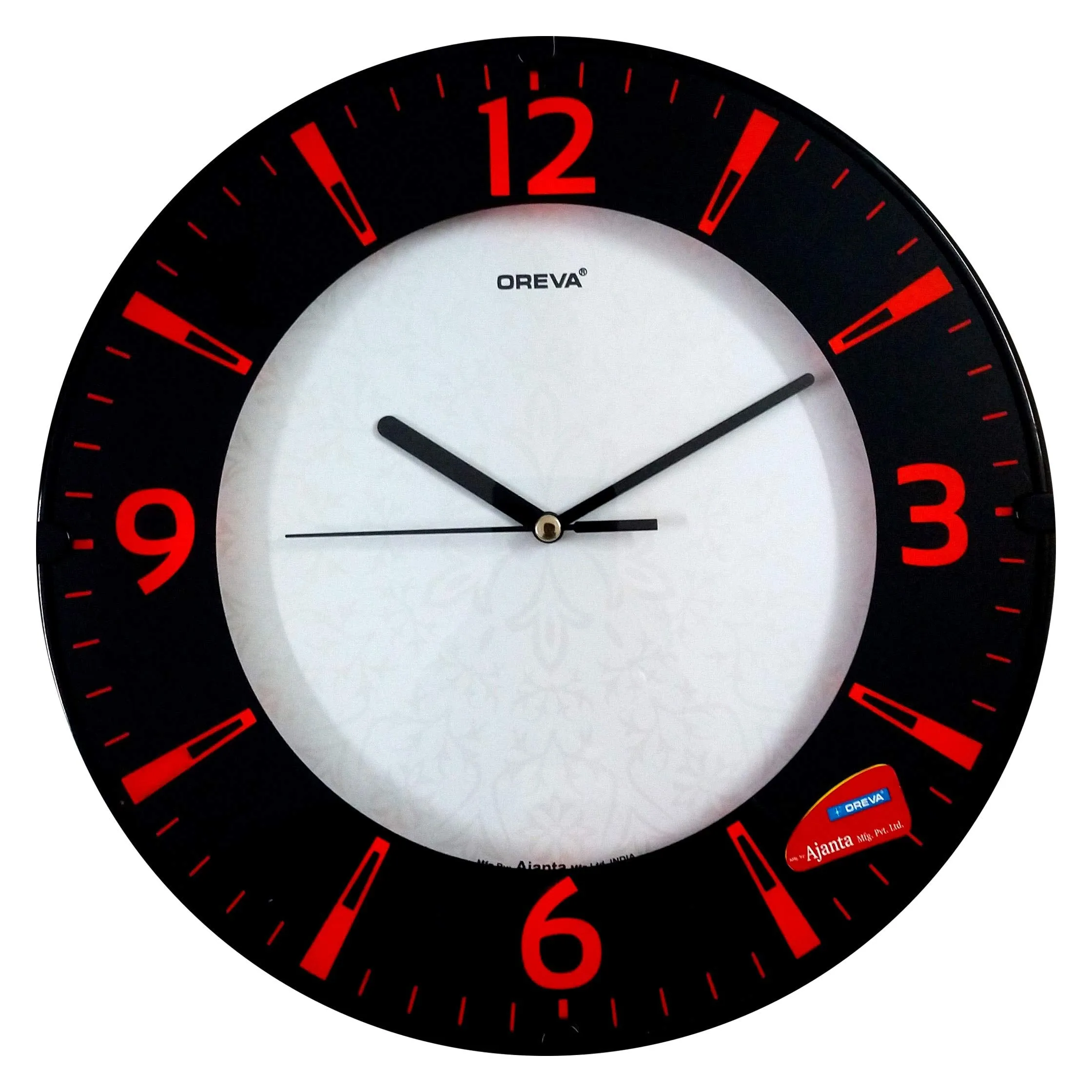 Oreva Plastic Abstract Back Light Round Analog Wall Clock (32 cm x 32 cm x 4 cm, Red LED, AQ 1667)