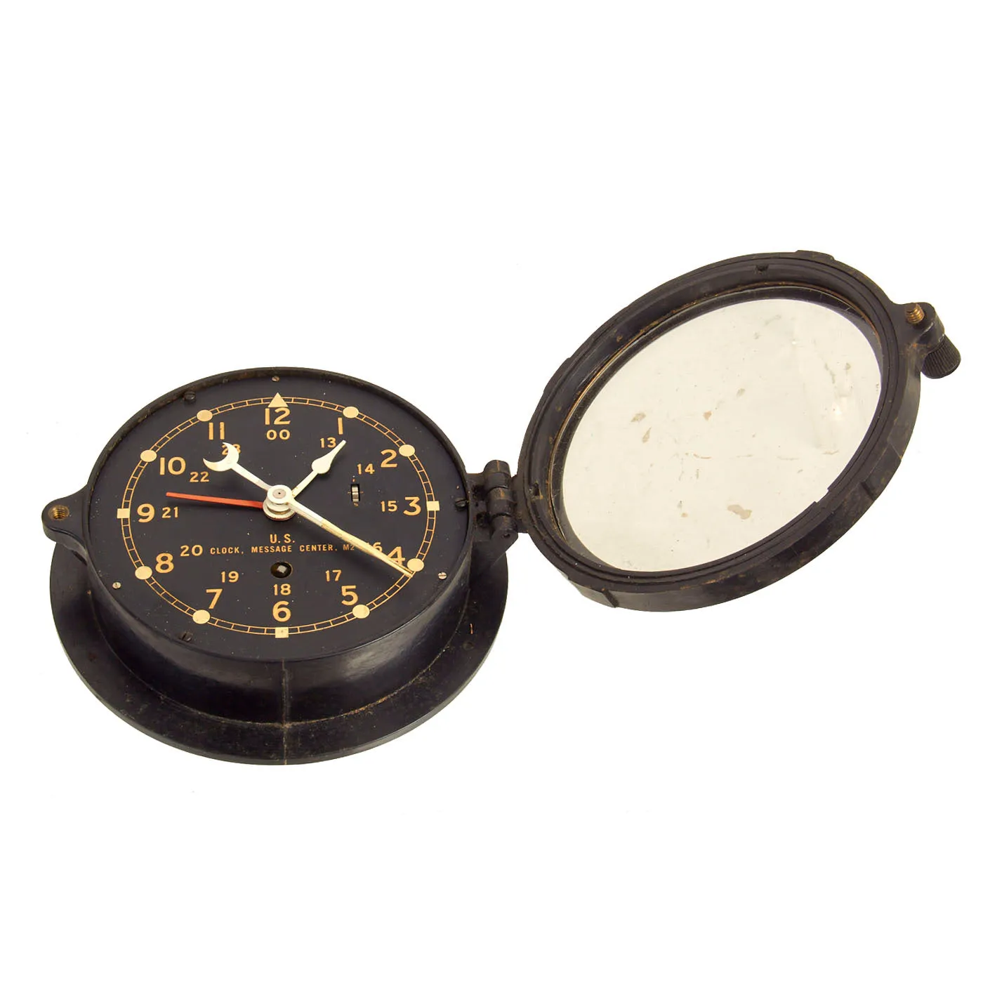 Original U.S. Military Clock Set: 1942 Dated WWII U.S. Navy Deck Clock & WWII Type U.S. Army M2 Message Center Clock