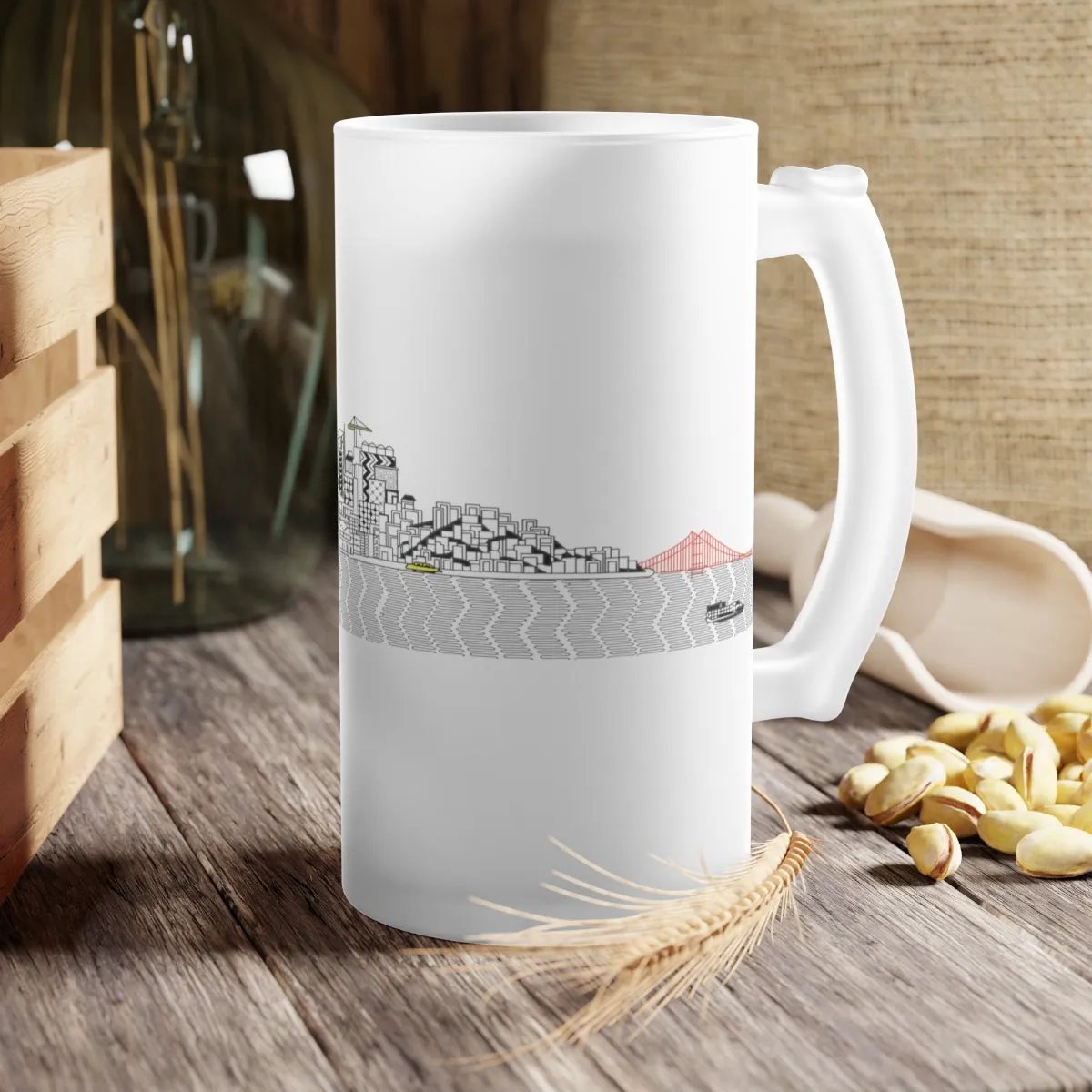 Pacific Ocean Frosted Glass Beer Mug