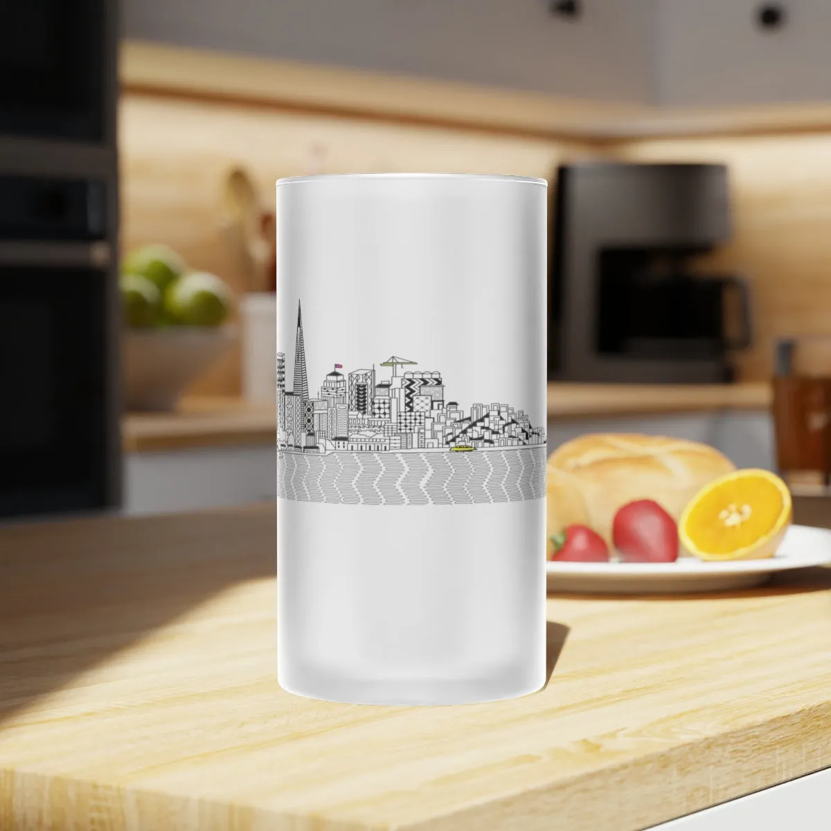 Pacific Ocean Frosted Glass Beer Mug