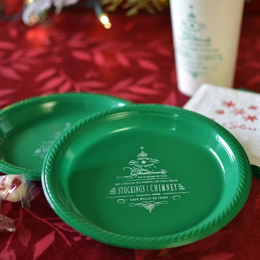 Personalized 7 In. Plastic Christmas Party Appetizer & Dessert Plates