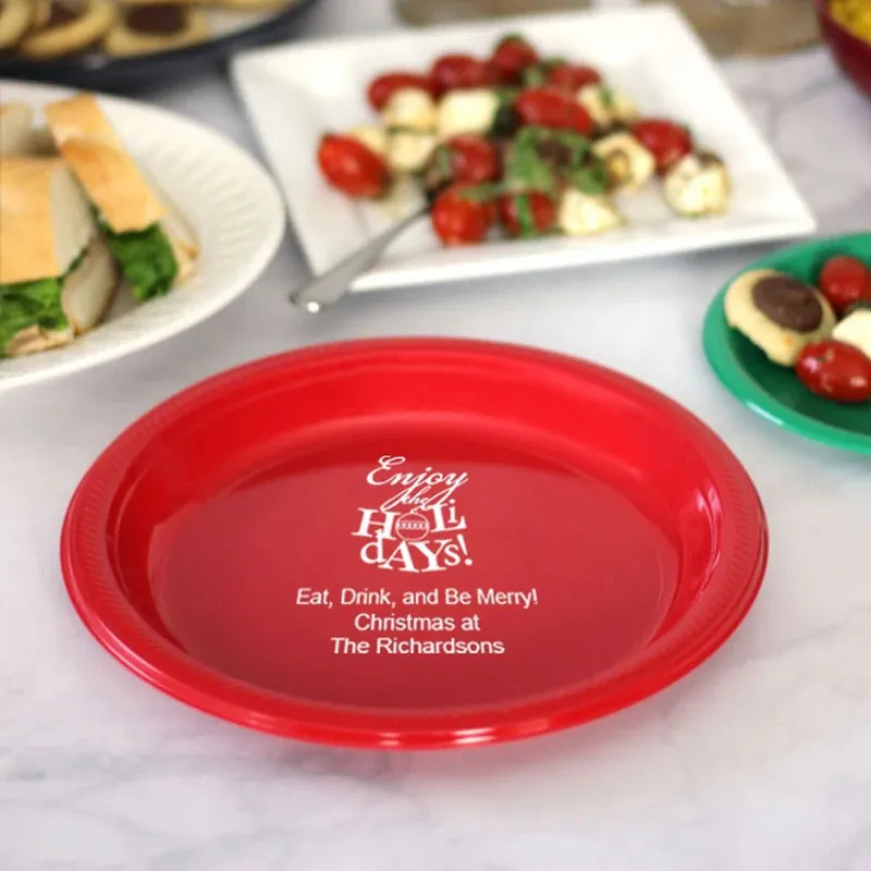 Personalized 7 In. Plastic Christmas Party Appetizer & Dessert Plates