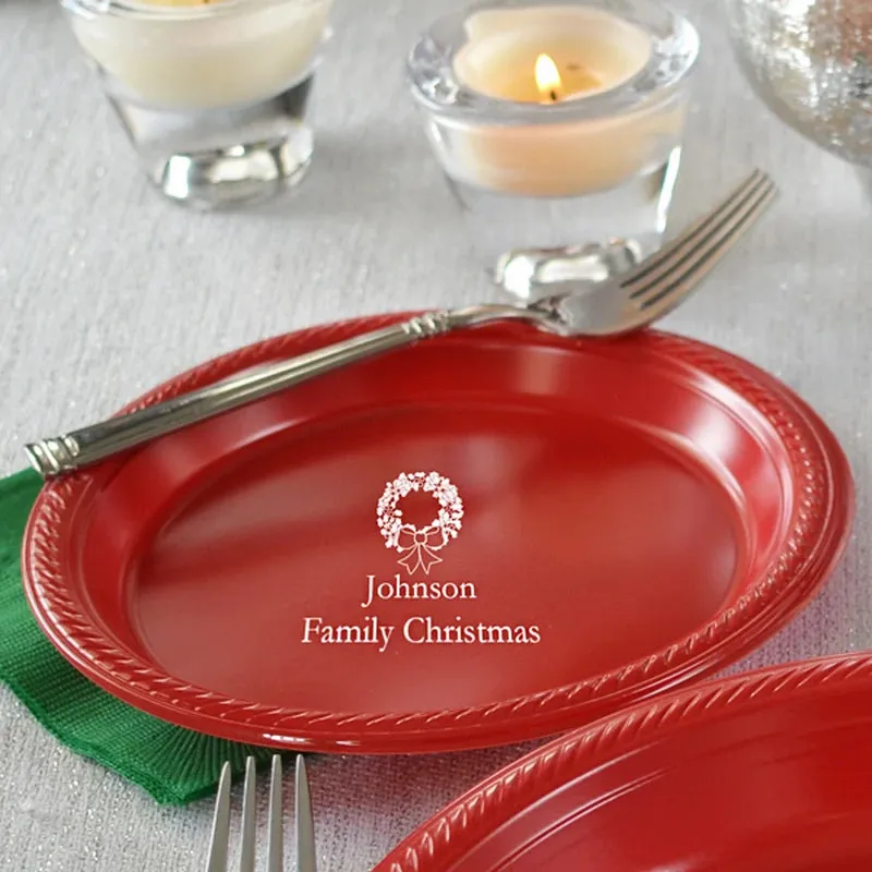 Personalized 7 In. Plastic Christmas Party Appetizer & Dessert Plates