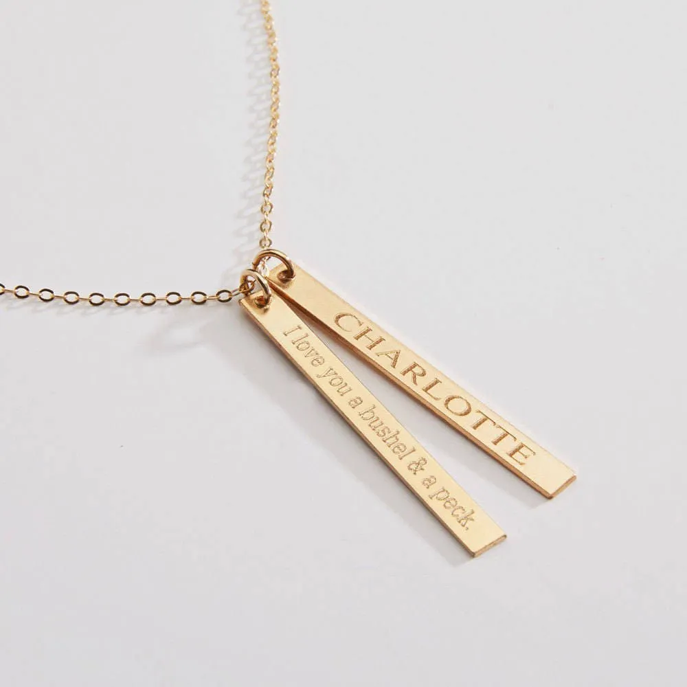 Personalized Bar Necklace - 1 2 3 or 4 Vertical Skinny Long Bars - CG269N. Starts at