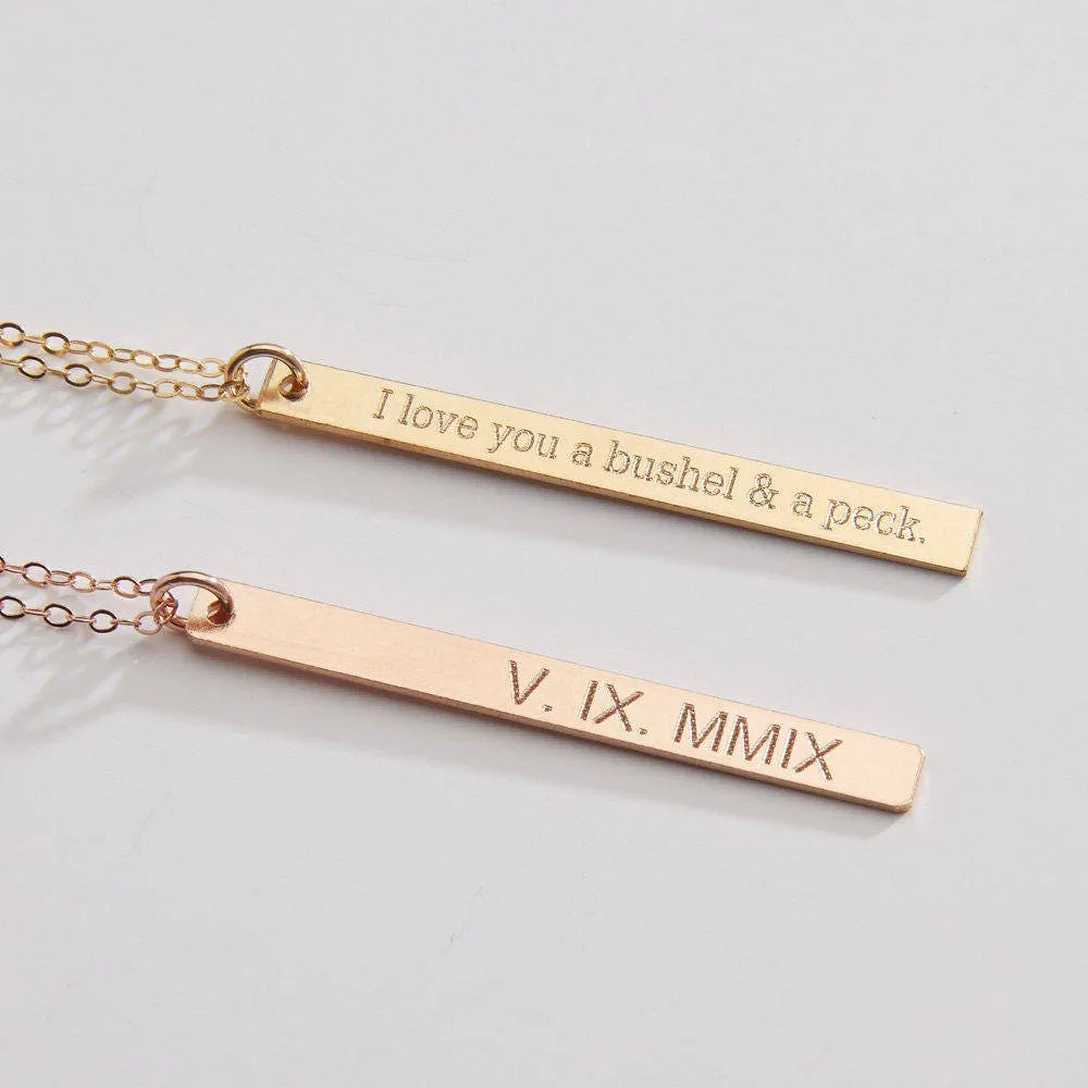 Personalized Bar Necklace - 1 2 3 or 4 Vertical Skinny Long Bars - CG269N. Starts at