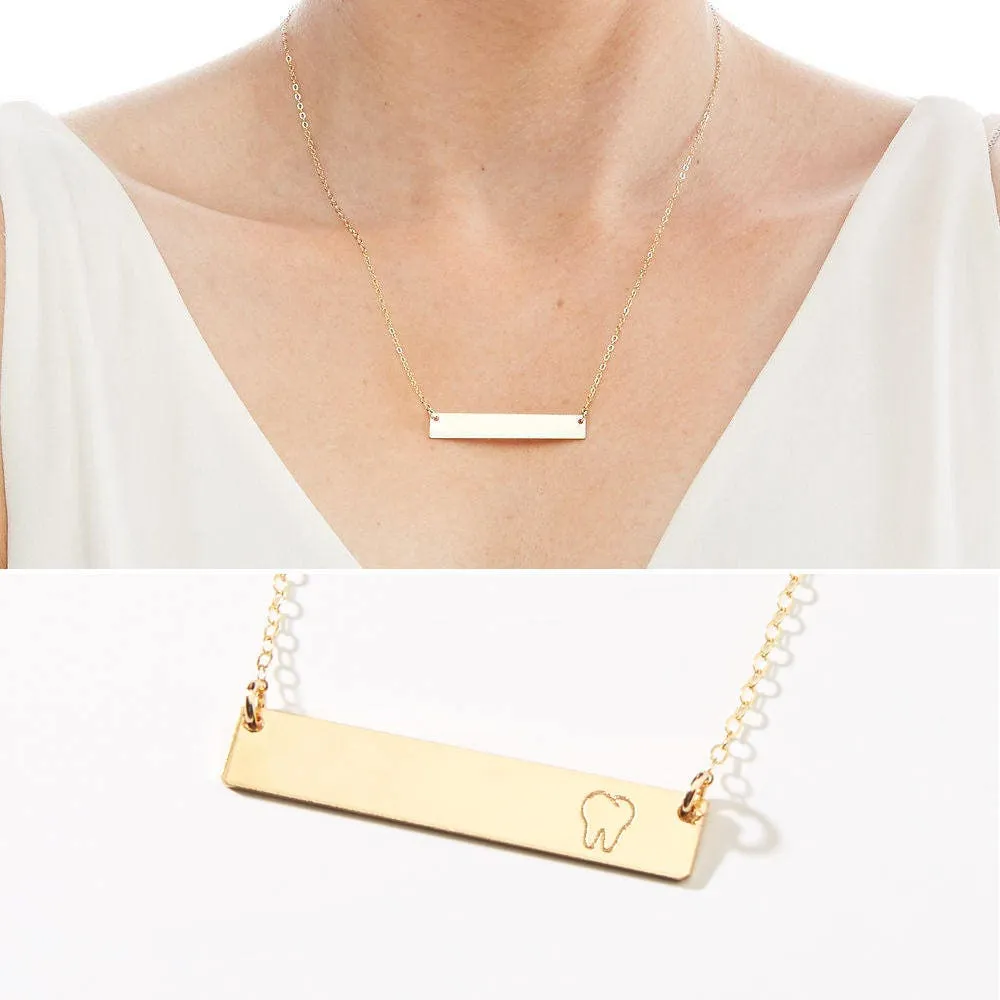 Personalized Dentist Gold Bar Necklace - CG302N. Starts at