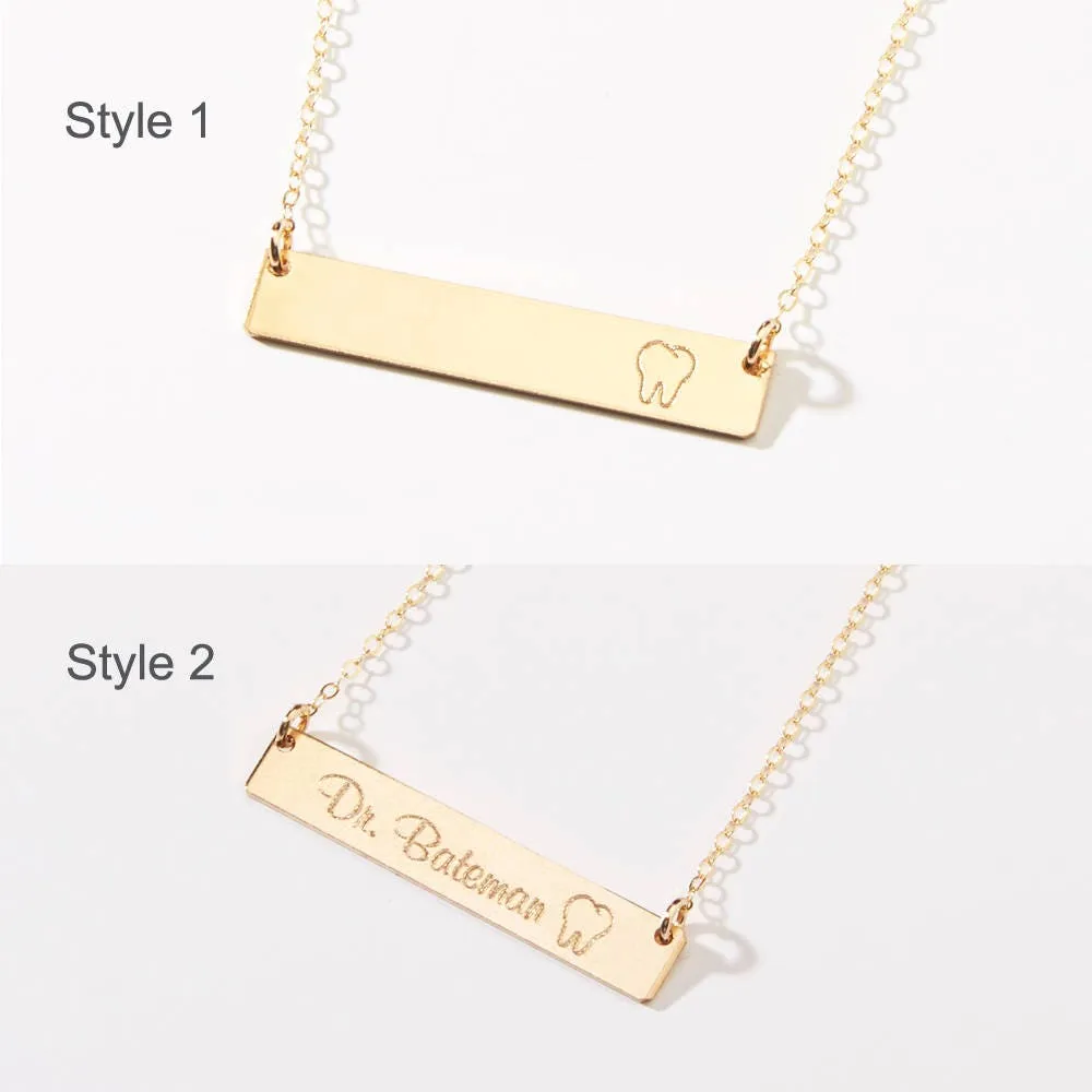 Personalized Dentist Gold Bar Necklace - CG302N. Starts at